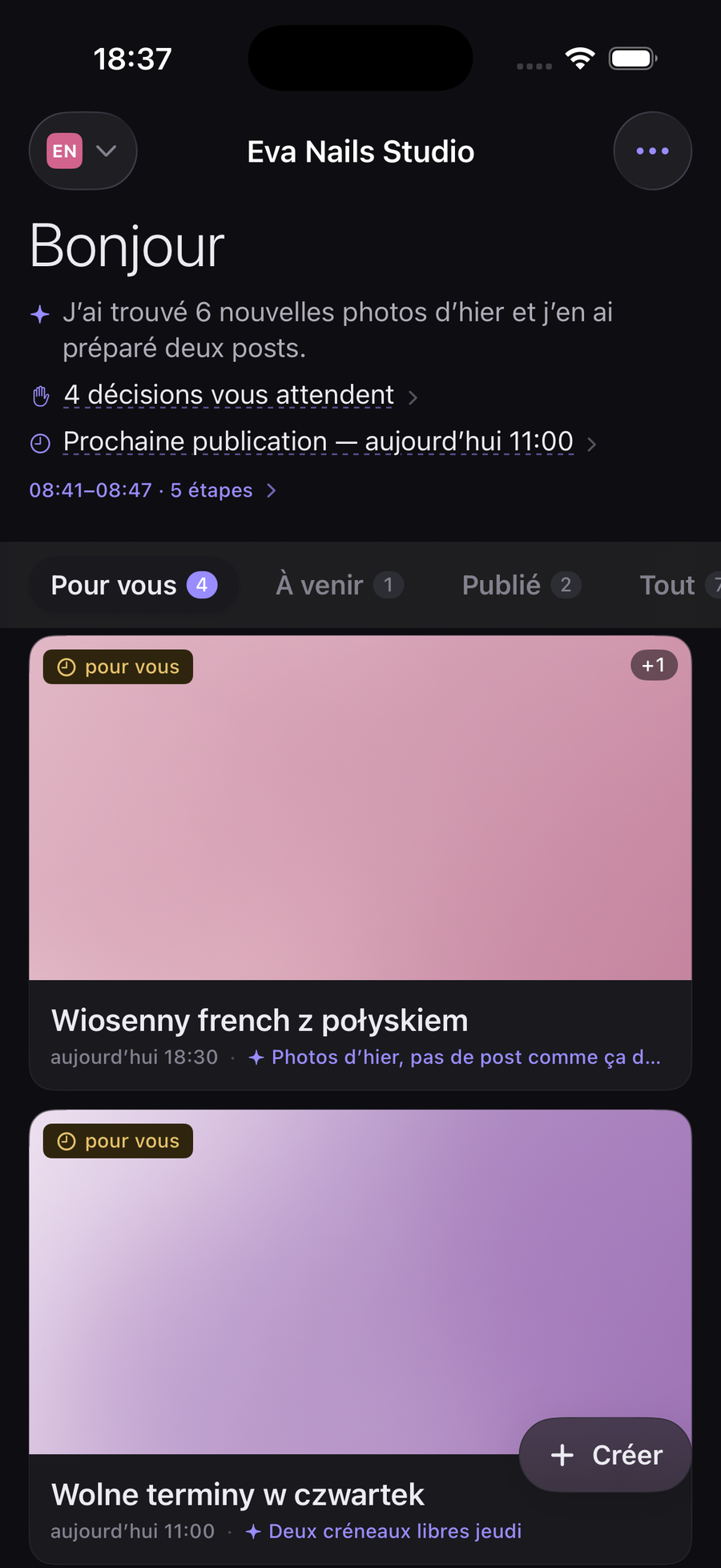 Kivnu, nouvelle version : la journée en un seul fil, des publications qui attendent un oui.