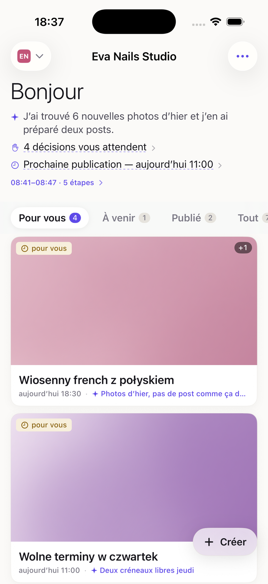 Kivnu, nouvelle version : la journée en un seul fil, des publications qui attendent un oui.