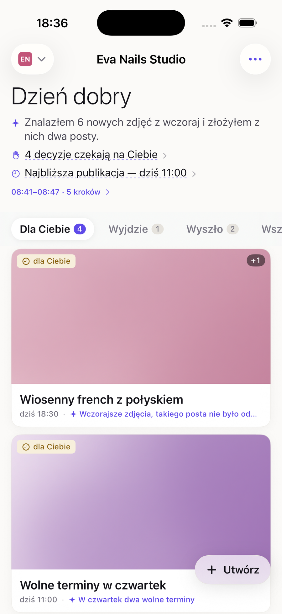 Kivnu, nowa wersja: dzień w jednym strumieniu, posty czekające na zatwierdzenie.
